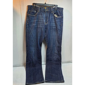 Men's Lucky Brand Straight Jeans Waist 33 Blue with Yellow Stitching